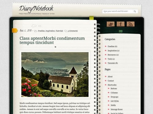 Diary Notebook Free WP Theme